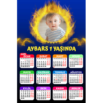 Sarı Lacivert Temalı Takvim Magnet
