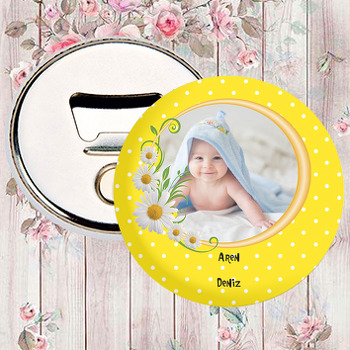 Sarı Papatya Temalı Fotoğraflı Magnet Açacak
