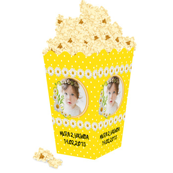 Sarı Papatya Temalı Popcorn Kutusu