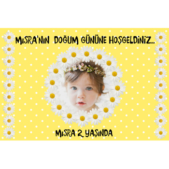 Sarı Papatyalar Temalı Doğum Günü Magnet