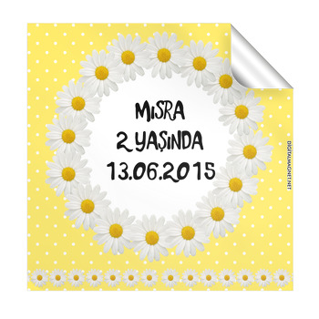 Sarı Papatyalar Temalı Kare Etiket