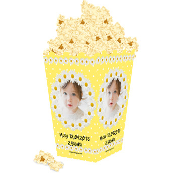 Sarı Papatyalar Temalı Popcorn Kutusu