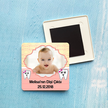 Sarı Pembe Toka Diş Buğdayı Plastik Kare Magnet