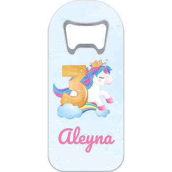 Sarı Üç Rakamı ile Unicorn Temalı Uzun Magnet Açacak