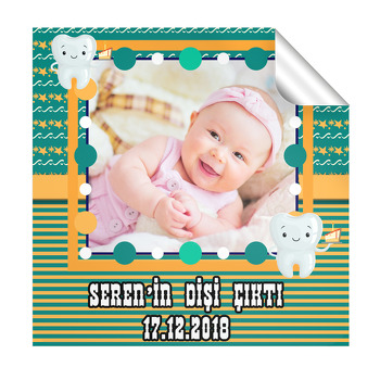 Sarı Yeşil Pasta Çerçeveli Diş Buğdayı  Kare Etiket