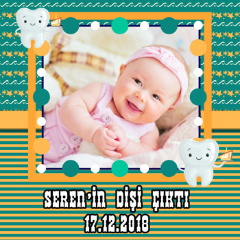 Sarı Yeşil Pasta Çerçeveli Diş Buğdayı   Kare Parti Afiş
