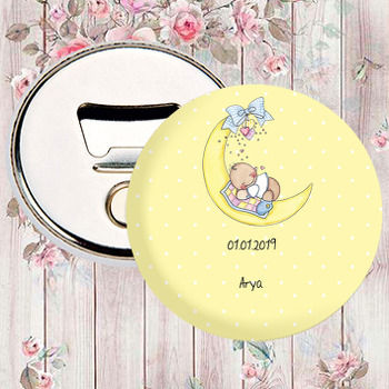 Sarı Zeminli Ay ve Bebek Temalı Magnet Açacak