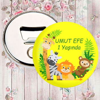 Sarı Zeminli Safari Hayvanları Temalı Magnet Açacak