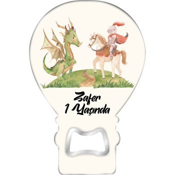 Şato Ejderha ve Prens Temalı Balon Ahşap Magnet 