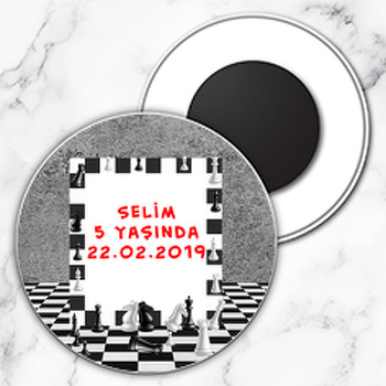 Satranç Temalı Daire Plastik Magnet