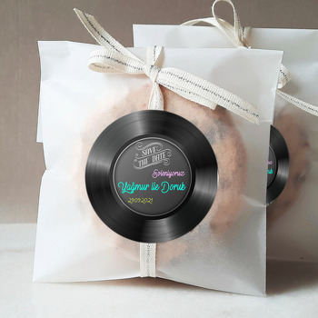 Save The Date Siyah Plak Temalı Sticker