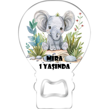 Sazlıklarda Fil Temalı Balon Ahşap Magnet 