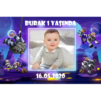 Scrat Uzayda Temalı Doğum Günü Parti Afiş