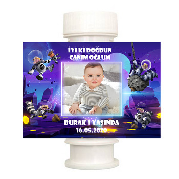 Scrat Uzayda Temalı Köpük Baloncuk Etiketi