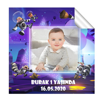 Scrat Uzayda Temalı Resimli Kare Etiket
