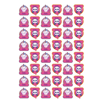 Şeker Pembe Fonda Panda ile Unicorn Temalı Şekilli Sticker