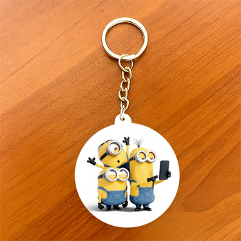  Selfi Minionlar Temalı Kürdan Daire Plastik Anahtarlık