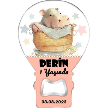 Sepette Bebek Su Samuru ile Renkli Yıldızlar Temalı Balon Ahşap Magnet 