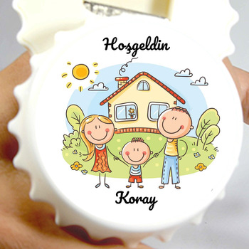 Sevimli Aile ile Ev Temalı Kapak Şekilli Magnet Açacak