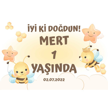 Sevimli Arı Temalı Doğum Günü Afiş