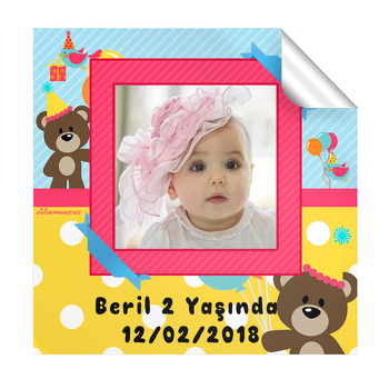 Sevimli Ayı Temalı Kare Etiket