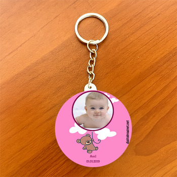 Sevimli Ayıcık 2 Temalı Hoşgeldin Bebek Daire Plastik Anahtarlık