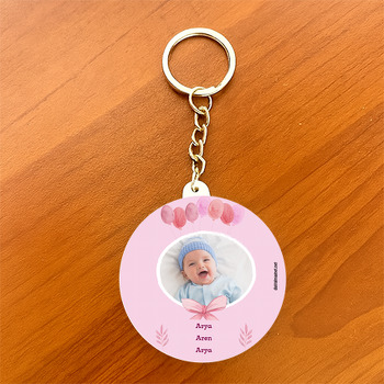 Sevimli Balonlar Temalı Hoşgeldin Bebek Daire Plastik Anahtarlık