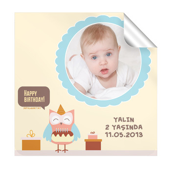 Sevimli Baykuş Temalı  Kare Etiket