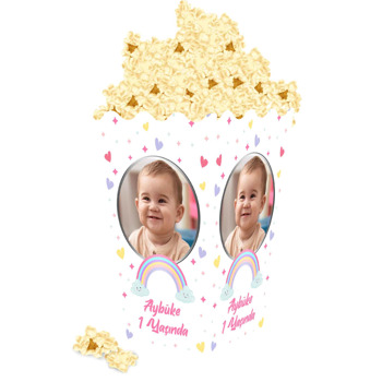Sevimli Bulutlar ile Gökkuşağı Temalı Popcorn Kutusu
