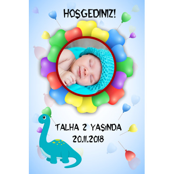 Sevimli Dinazor Temalı Doğum Günü Afiş