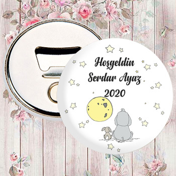 Sevimli Fil Ve Tavşan Temalı Hoşgeldin Bebek Magnet Açacak