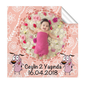 Sevimli Hayvan Temalı  Kare Etiket