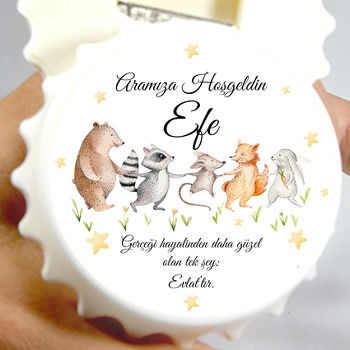 Sevimli Hayvanlar Elele Temalı Kapak Şekilli Magnet Açacak