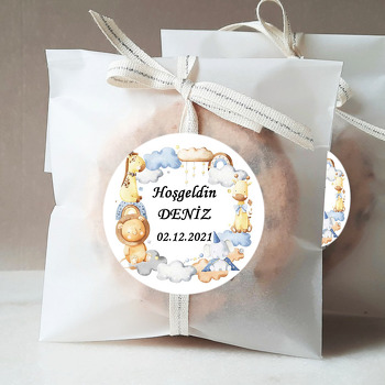 Sevimli Hayvanlar ile Soft Gökkuşağı Çerçeve Temalı Sticker