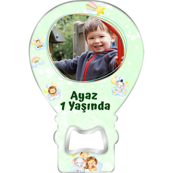 Sevimli Hayvanlar ile Soft Yeşil Fon Temalı Balon Magnet Açacak