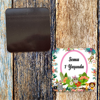 Sevimli Hayvanlar  Temalı Kare Magnet