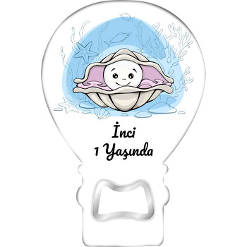 Sevimli İnci Temalı Balon Ahşap Magnet 