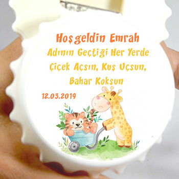 Sevimli Kaplan Ve Zürafa Temalı Kapak Şekilli Magnet Açacak