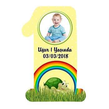 Sevimli Kaplumbağa Temalı Doğum Günü Magnet