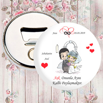 Sevimli Karikatür Temalı  Söz Nişan Nikah Magnet Açacak