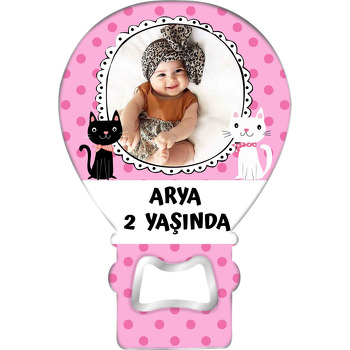 Sevimli Kediler Temalı Balon Ahşap Magnet 