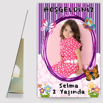 Sevimli Kelebek Temalı Doğum Günü Ayaklı Pano
