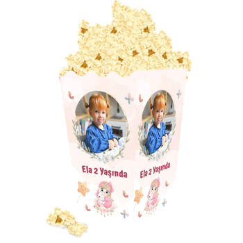 Sevimli Kız ile Tavşan Temalı Popcorn Kutusu