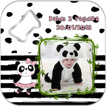 Sevimli Kız Panda Temalı Kare Magnet Açacak