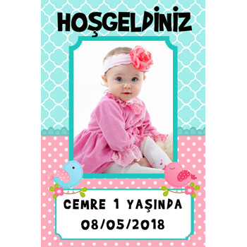 Sevimli Kuşlar Temalı Doğum Günü Afiş