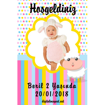 Sevimli Kuzu Temalı Doğum Günü Afiş
