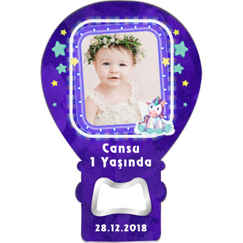 Sevimli Mor Unicorn Temalı Balon Magnet Açacak