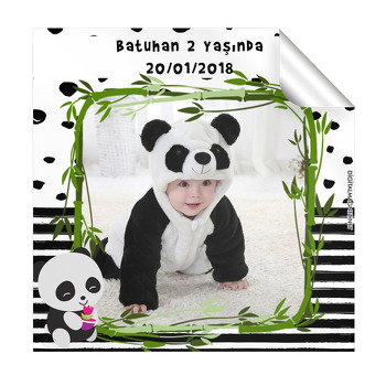 Sevimli Panda Temalı Kare Etiket