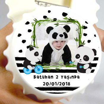 Sevimli Panda Temalı Resimli Kapak Şekilli Magnet Açacak
