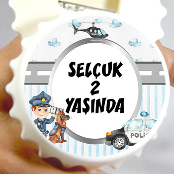 Sevimli Polis ile Köpeği Temalı Kapak Şekilli Magnet Açacak
